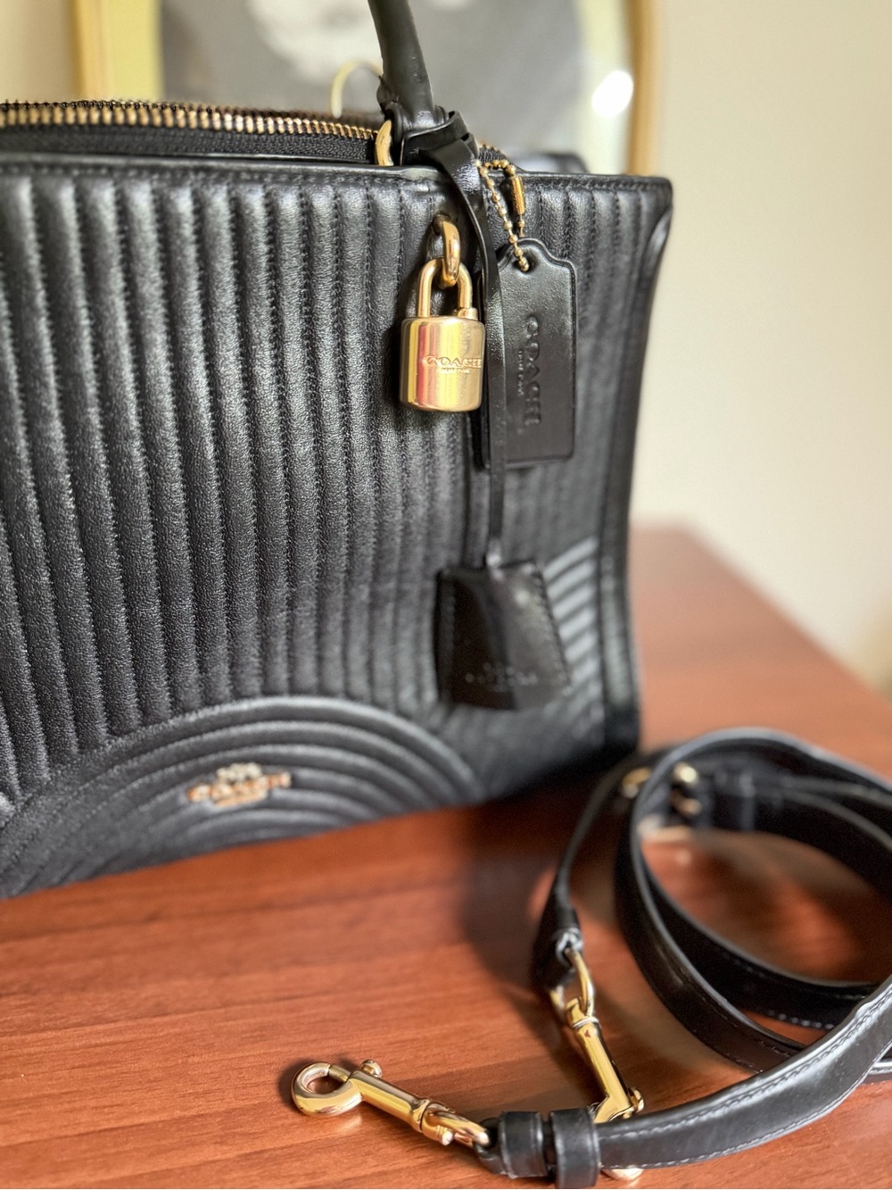 Coach Zoe Art Deco Quilted Satchel - Like New - Picture 2 of 7